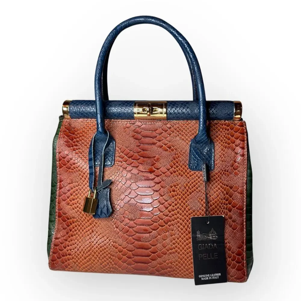 NWT Vintage Giada Pelle Italian‎ Embossed Brown Leather Purse Bag Deadstock - Picture 3 of 12